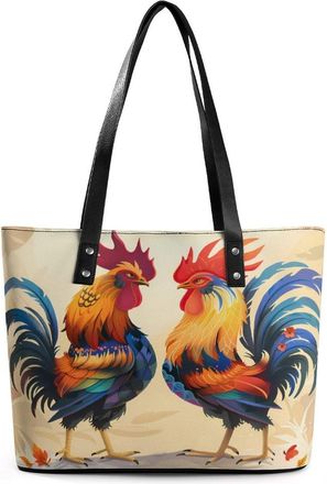 Generic Fighting Morning Rooster Cock Tote Bags for Women Cute Shoulder Purses Handbags