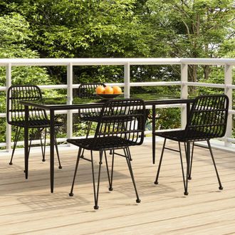 vidaXL Vidaxl - Juego De Comedor De Jard&iacute;n 5 Piezas Rat&aacute;n Sint&eacute;tico Negro