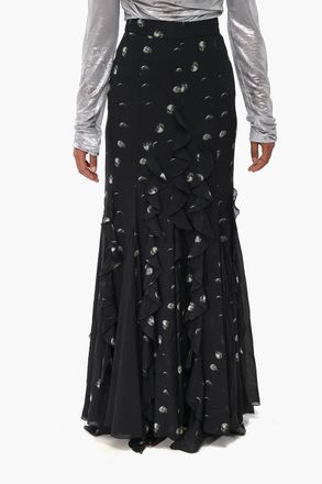 Off-white Printed Silk-Blend Ruffled Skirt MOON GEO Off-White