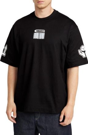 G-Star Barcode Boxy Organic Cotton Graphic T-Shirt in Dark Black at Nordstrom, Size X-Large