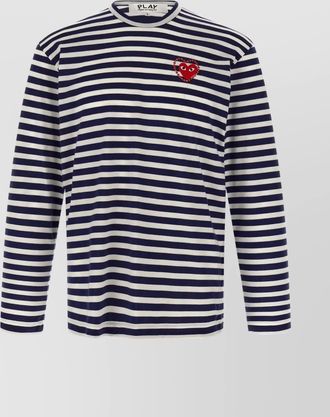 Comme Des Garçons striped logo patch crew neck t-shirt