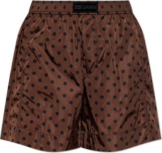 Ganni Gestreepte Shorts - Dames - Korte Broeken - Bruin - S - Satijn - Korte Broeken