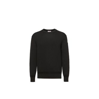 Moncler Moncler Logo Patch Cotton Sweater, Men, Black, Size: Xxl