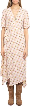 Zadig&Voltaire Reforme Mirror Flowers Crepe Wrap Dress in Pear at Nordstrom, Size X-Small