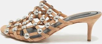 Alexander Wang Nude Suede Sadie Studded Caged Mule Sandals