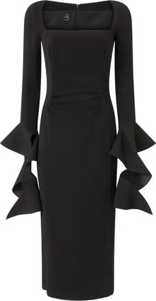 Pinko Formina midi-jurk met vierkante hals - Zwart