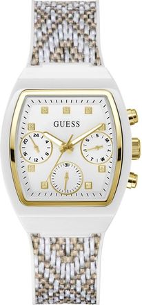 Guess Accessoires, Dames, Wit, ONE Size, 36 mm Silicone Multifunctioneel Horloge