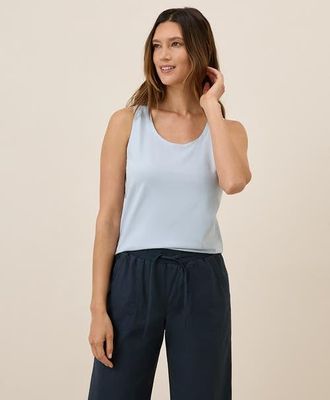 Pact Organic Cotton Luxe Stretch Jersey Tank in Washed Blue at Nordstrom, Size Large