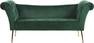 Beliani Beliani - Chaise Longue In Velluto Verde E Gambe Dorate In Metallo Stile Retr&oacute; Nantilly