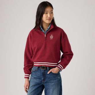 Levi's Graphic Everyday Quarter Zip Sweatshirt - Womens - XS - Red