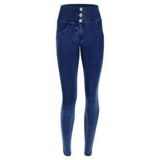 Freddy Leggings FREDDY Leggings WRUP4MC002ORG, Damen, Gr. L, EURO, blau (schwarz jeans, schwarz seams), Obermaterial: 84% Baumwolle CO. 16% Elasthan EL., Hos
