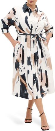 City Chic Exhibit Print Shirtdress at Nordstrom, Size 16W