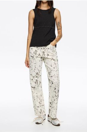 Bimba & Lola STRAIGHT CROPPED - Lynx trousers in Lynx Ivory at Nordstrom, Size 38 Eu
