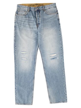 Emporio Armani Light Blue Distressed Five-Pocket Regular Fit Jeans