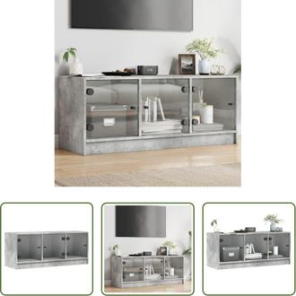 vidaXL Armadio TV - Mobile Porta TV con Ante in Vetro Grigio Cemento 102x37x42 cm