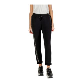 Liu Jo Sweatpants, female, Black, M, Printed Lace-Up Trousers with Front Pockets