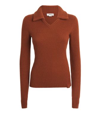 Victoria Beckham Cashmere Blend Spread-Collar Ribbed Jumper Size XS