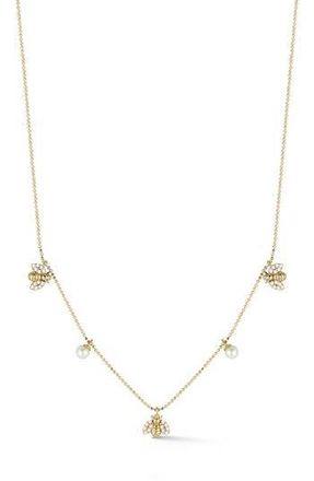 Glaze Jewelry Pearl & Cubic Zirconia Bee Charm Necklace in Gold at Nordstrom Rack