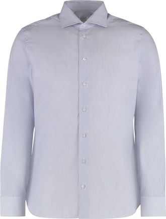 Borriello Cotton Poplin Shirt - Heren - Casual Overhemden - Blauw - XL - Katoen - Overhemden