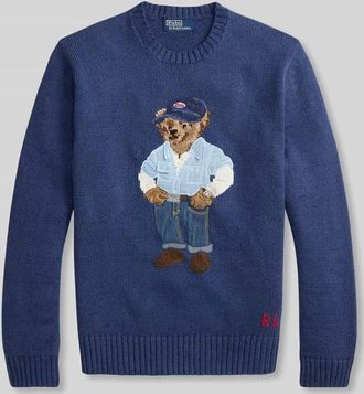Polo Ralph Lauren Regular Fit Strickpullover mit Polo Bear Stitching in Marine, Gr&ouml;&szlig;e XXL