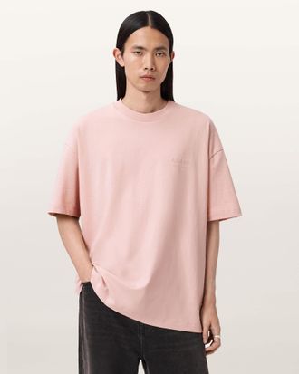 AllSaints Cotton Xander Flocked Logo Oversized T-Shirt, Size: XXL