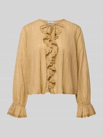 Jake*s Casual Regular Fit Bluse mit Volants in Sand, Gr&ouml;&szlig;e 34