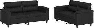 vidaXL Vidaxl - Juego De Sof&aacute;s Con Cojines 2 Piezas Cuero Sint&eacute;tico Negro
