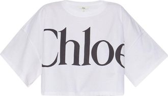 Chloé Womens Logo-Print Crop Top