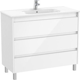 Roca Roca - Pack Unik Mueble De 3 Cajones + Lavabo Tenet Color: Blanco Brillo - Medidas: 985x460x740 Mm