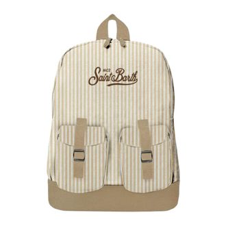 MC2 Saint Barth Backpacks, female, Beige, Size: ONE SIZE Cody Cotton Stripes Backpack