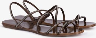 Pedro Garcia Sandal with Swarovski crystals in brown satin | Esme | Spring Summer 26 | PEDRO GARCIA