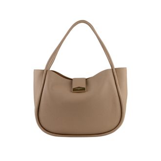 Pourchet Tassen, Dames, Beige, ONE Size, Leer, Liane Satchel
