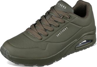 Skechers Mens Uno Stand on Air Sneaker, Olive Durabuck Mesh, 10 UK