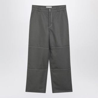 Ami Grey Wool Canvas Workwear Trousers