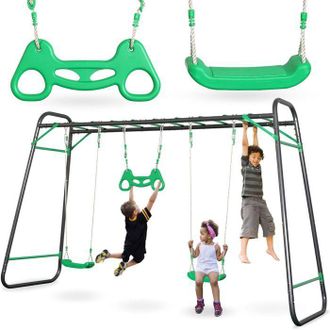 OEM Columpio Exterior - 2 Asientos, Trapecio, Escalera - Verde - 368 X 112 X 222 Cm