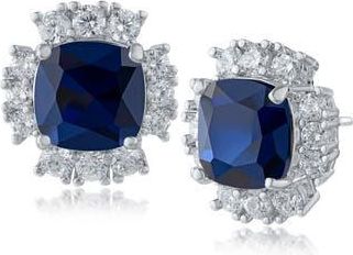 Kenneth Jay Lane Cushion Cut Cubic Zirconia Halo Stud Earrings in Blue/Silver at Nordstrom Rack