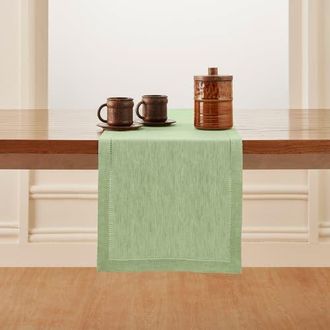 Solino Home Linen Table Runner for Dining Table, Holiday and Everyday Table Decor - Milan in Pistachio at Nordstrom, Size Xx-Small
