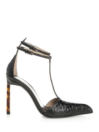 Tom Ford Snakeskin-Effect Leather Decollete Nero-Donna