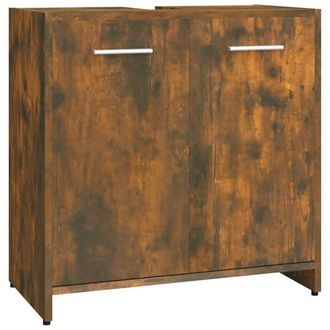 vidaXL Armario De Ba&ntilde;o Madera Contrachapada Roble Ahumado 60x33x60 Cm Vidaxl