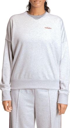 adidas Seasonal Essentials Colorpop Sweatshirt in Light Grey Heather/Maroon at Nordstrom Rack, Size X-Small