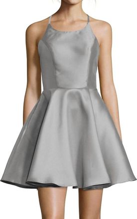 Alyce Paris Sleeveless Halter Cocktail Prom Dress In Silver