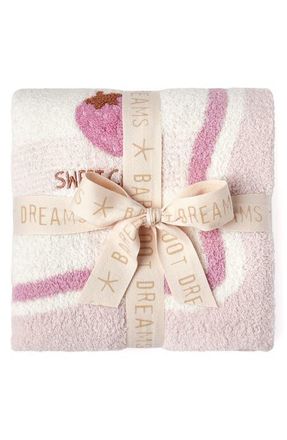 Barefoot Dreams CozyChic Strawberry Stroller Blanket in Pink Sand Multi at Nordstrom