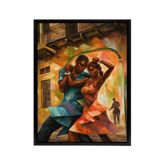Artery8 Salsa Cuban Street Dance Colourful Framed Canvas Wall Art Print | Size: W24 x H32