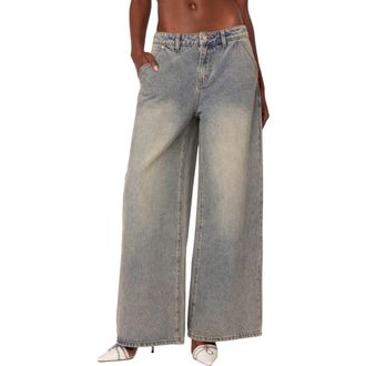 Edikted Baggy Wide Leg Jeans in Gray at Nordstrom, Size X-Small
