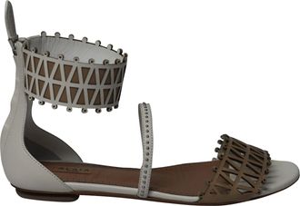 Alaia Alaia Ankle-cuff Laser Cut Sandals In White Leather