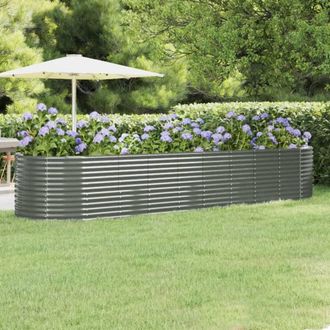 Berkfield Home Garden Raised Bed Powder-coated Steel 396x100x68 cm Grey | Size: 396 x 100 x 68 cm