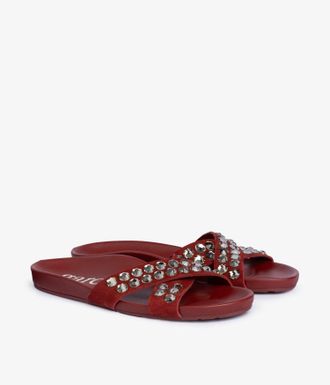 Pedro Garcia Red suede crystal flat slide | Analis | Fall-winter 26 |