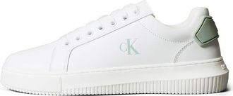 Calvin Klein Jeans - Sneakers stringate bianche e verdi con suola spessa cupsole-Bianco