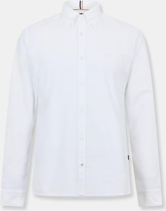 HUGO BOSS Mens Plain Long Sleeve Shirt in White - Size X-Large