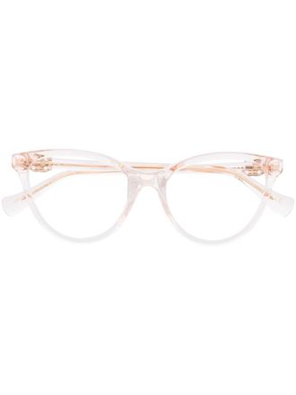 Gucci Occhiali cat-eye con placca logo - Rosa